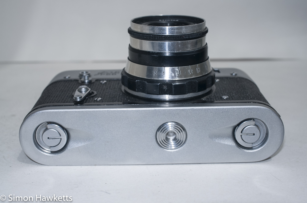 Fed 3 rangefinder camera - bottom of camera showing case locks