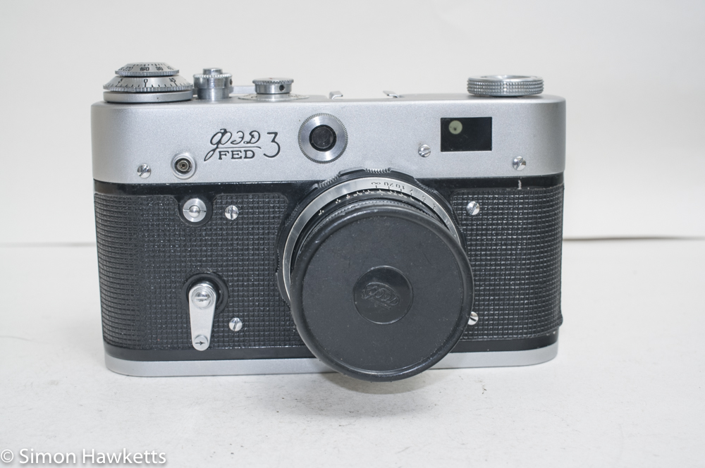 Fed 3 rangefinder camera - Front of camera with lens cap fitted