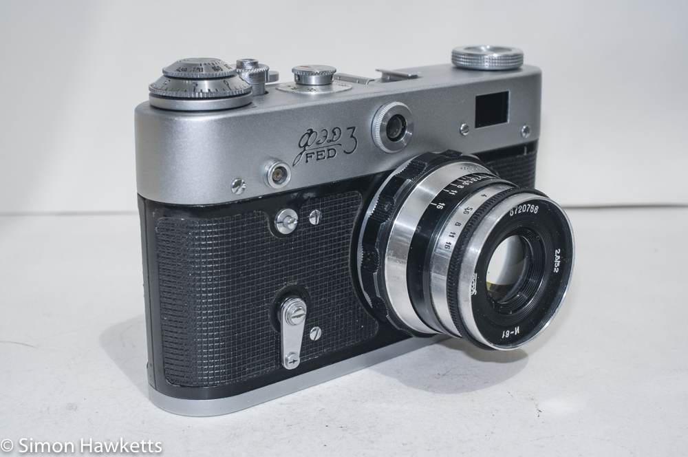 Fed 3 rangefinder camera - Side view showing self timer