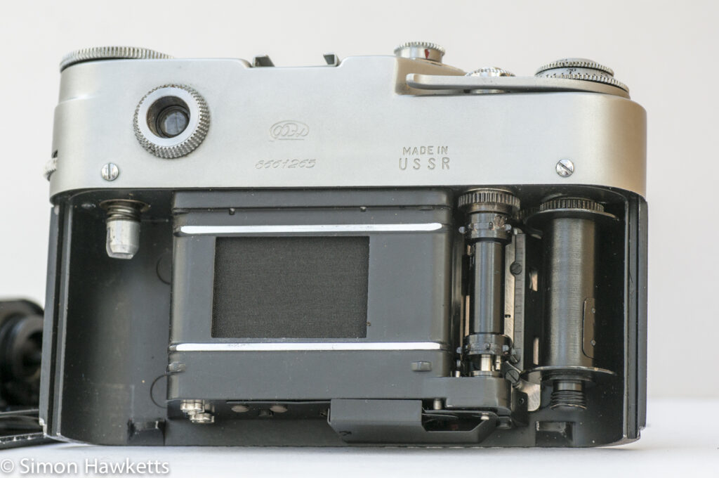 Fed 4 35mm rangefinder film camera showing film chamber