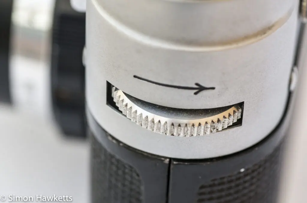 Fed 4 35mm rangefinder film camera showing rewind knob