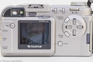 Fuji MX-2900 compact camera - rear view showing image on LCD
