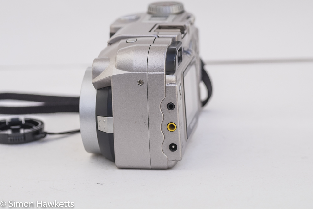 Fuji MX-2900 compact camera - side view showing connectors