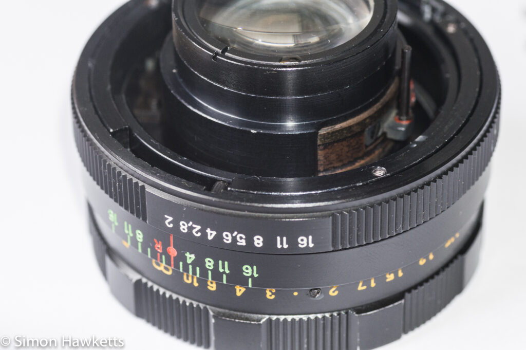 Helios 44M focus thread cleanup -  lens aperture adjustment ring