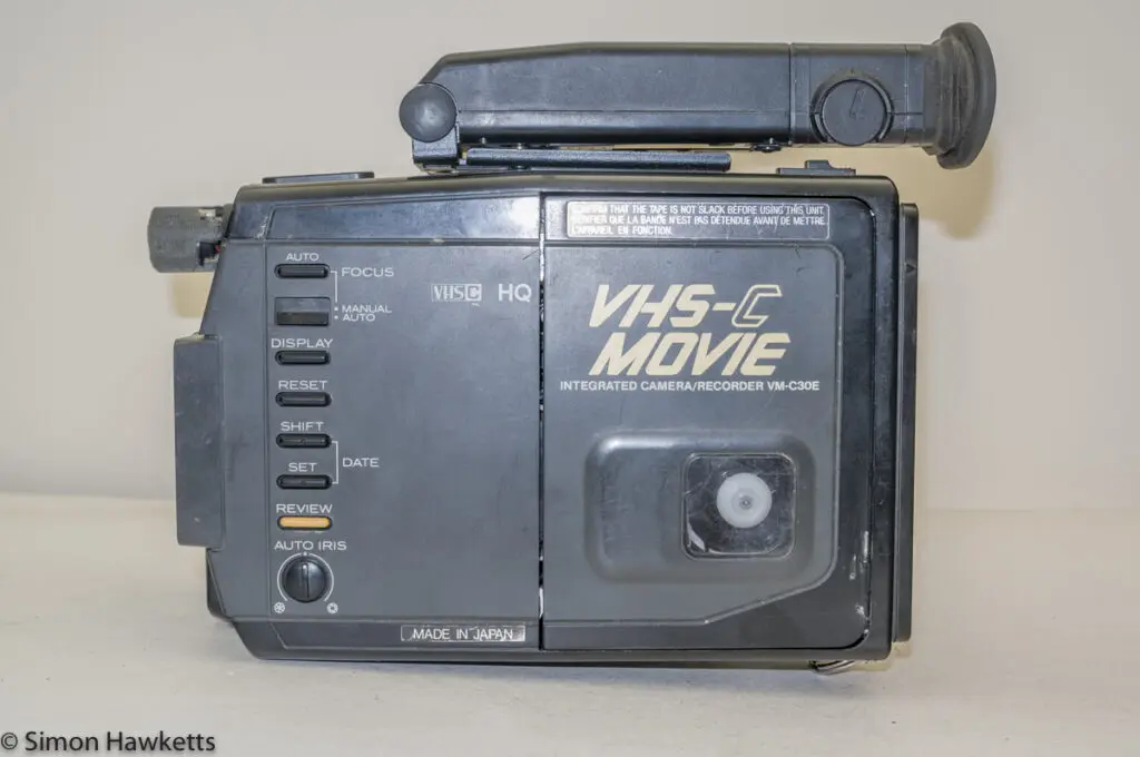 Hitachi VM-C30E VHS-C camcorder - side view