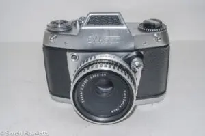 Ihagee Exa 500 35mm film camera - front view with Carl Zeiss Jena Tessar