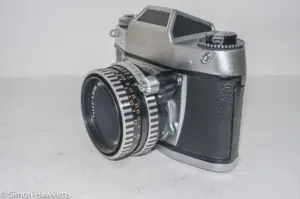 Ihagee Exa 500 35mm film camera - side view showing shutter release