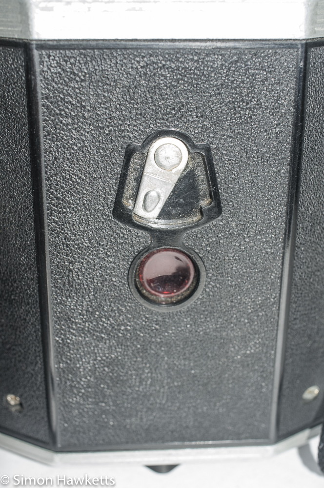 Kodak Brownie Reflex camera - rear view showing camera lock and frame count window