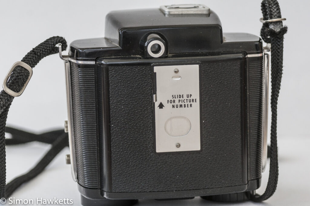 Kodak Brownie Twin 20 roll film camera showing the back of the camera