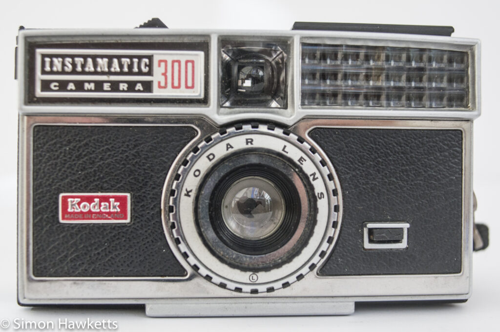 Kodak Instamatic 300 126 film camera showing light cell and flash pop-up lever