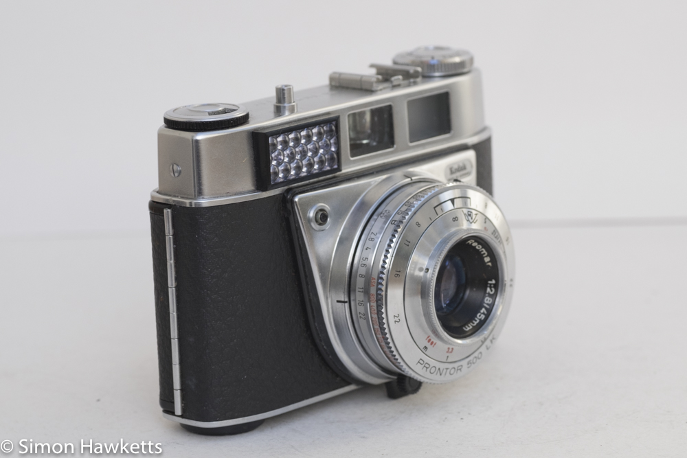 Kodak Retinette 1B 35mm viewfinder camera - side view showing light cell and flash sync