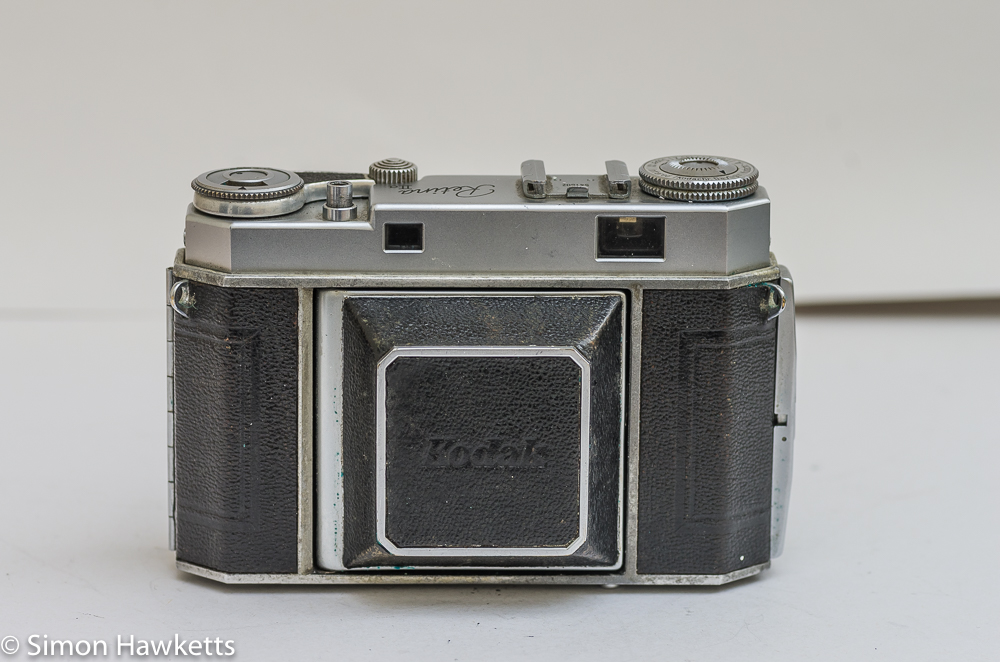Kodak Retina IIa 35mm rangefinder camera front view with lens cover closed