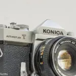 Konica Autoreflex T2 35mm slr fitted with Konica Hexanon AR 50mm f/1.8 lens