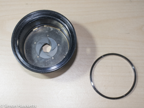 Kowa SE lens & aperture repair - lens with final aperture ring removed