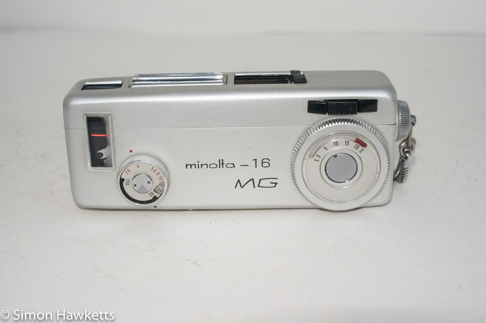 Minolta 16 MG miniature 16mm camera - top of camera