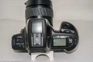 Minolta 300si 35mm autofocus camera - top of camera showing control layout