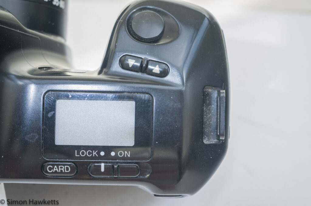 Minolta Dynax 5000i auto focus camera - top panel control layout