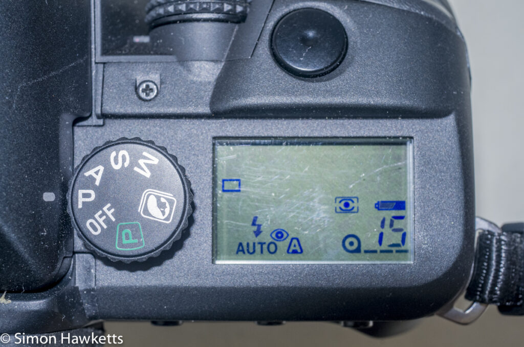 Minolta Dynax 60 SLR - Top panel LCD and mode switch