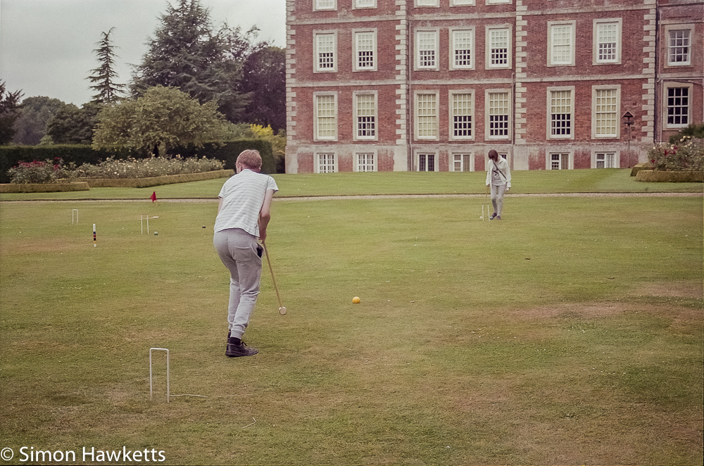 Minolta Dynax 700si sample pictures - James playing croquet at Gunby Hall