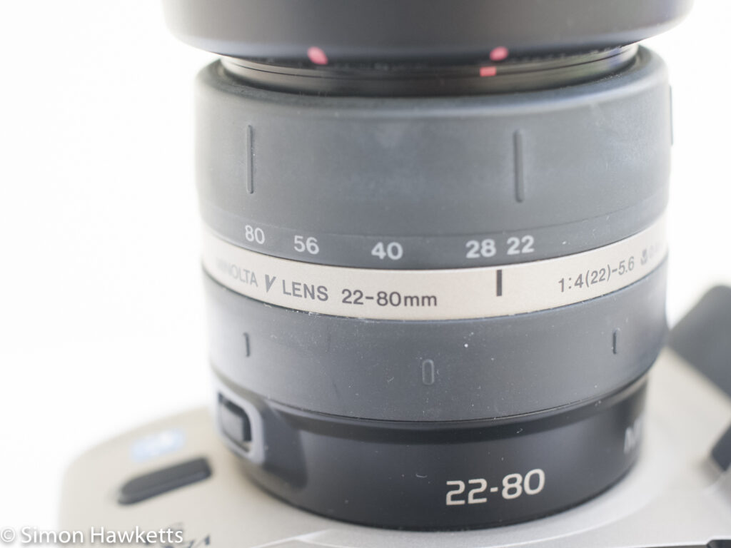 Minolta Vectis S-1 APS camera showing 22 to 80mm zoom lens