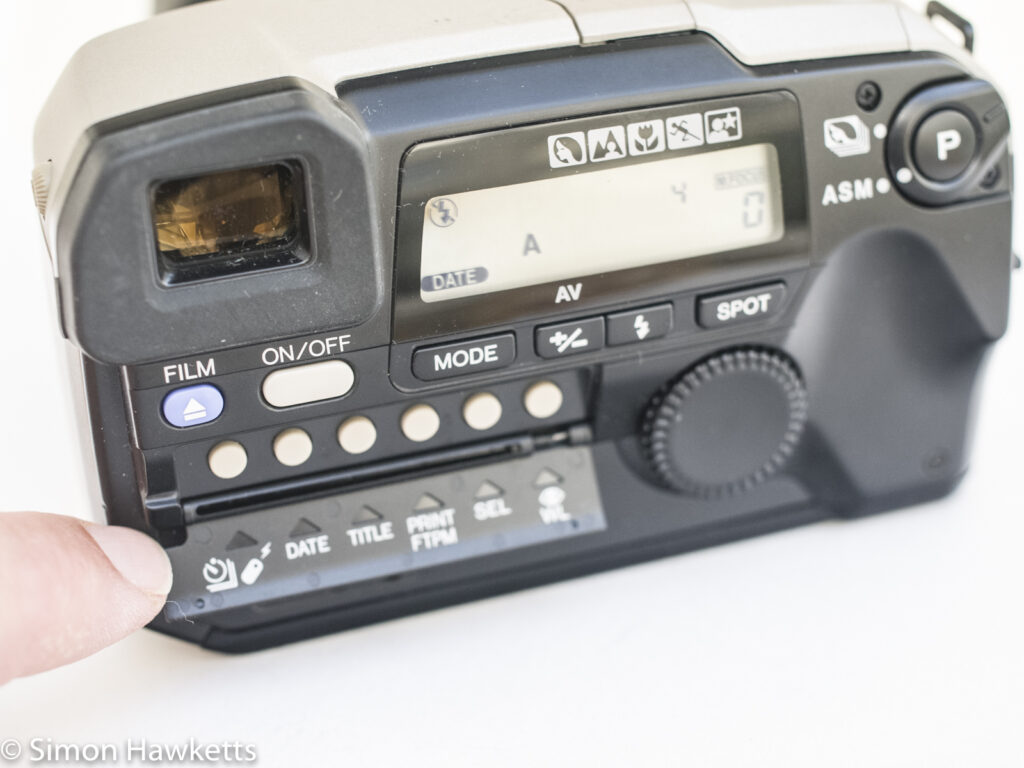 Minolta Vectis S-1 APS camera showing extra controls + viewfinder