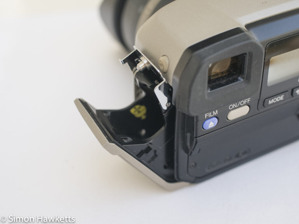 Minolta Vectis S-1 APS camera showing film chamber