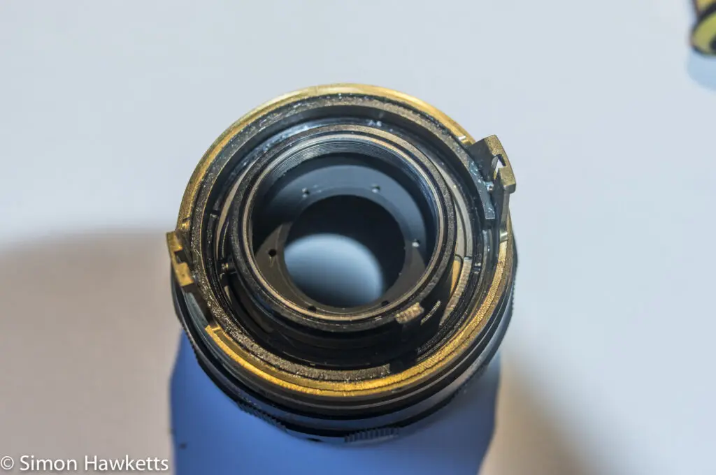 Miranda 50mm PAD lens strip down - bottom of lens removed