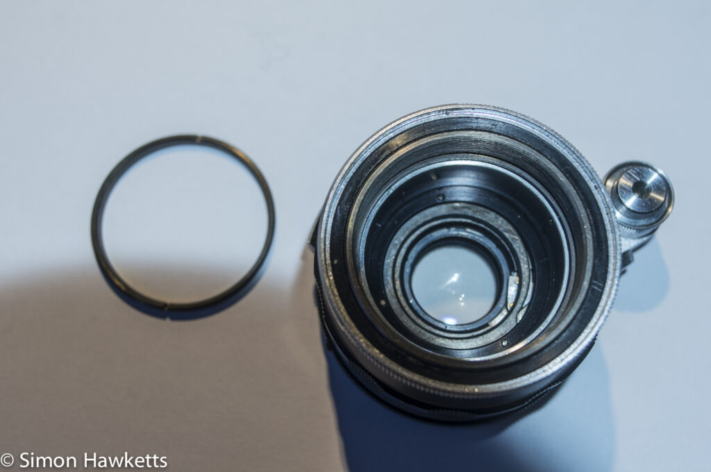 Miranda 50mm PAD lens strip down - ring under front element removed