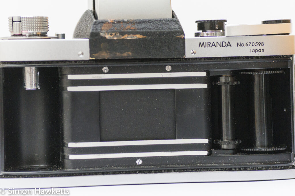 miranda dr 35mm slr showing film chamber