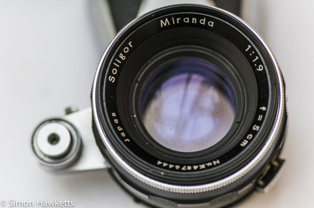 miranda dr 35mm slr showing front view of lens