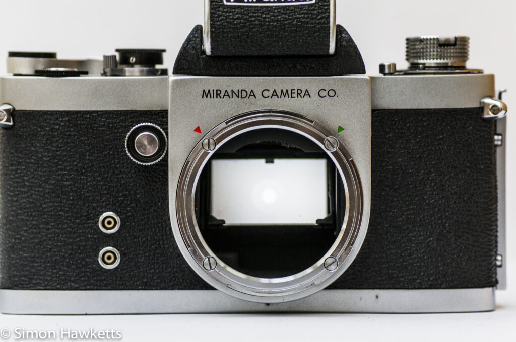 miranda dr 35mm slr showing front view without lens
