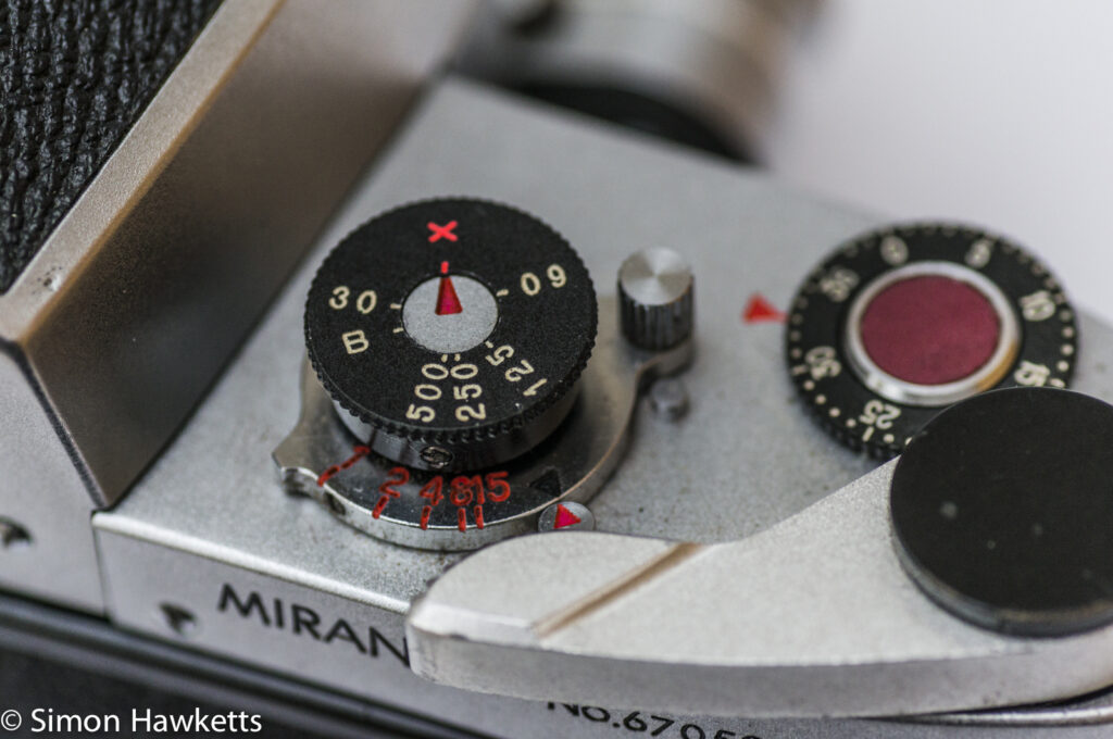 miranda dr 35mm slr showing two shutter speed dials 2