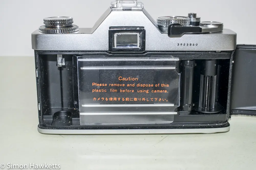 Miranda DX-3 35mm manual focus 35mm camera - film chamber with original shutter guard