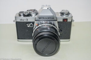 Miranda DX-3 35mm manual focus 35mm camera - front view with lens cap on
