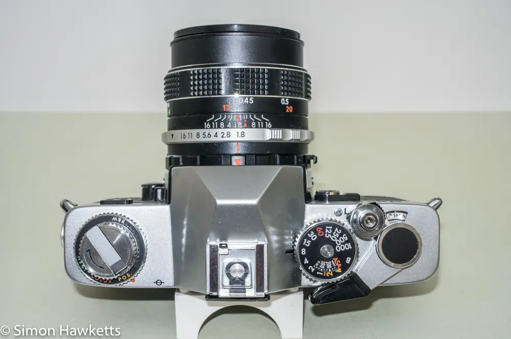 Miranda DX-3 35mm manual focus 35mm camera - top view showing controls