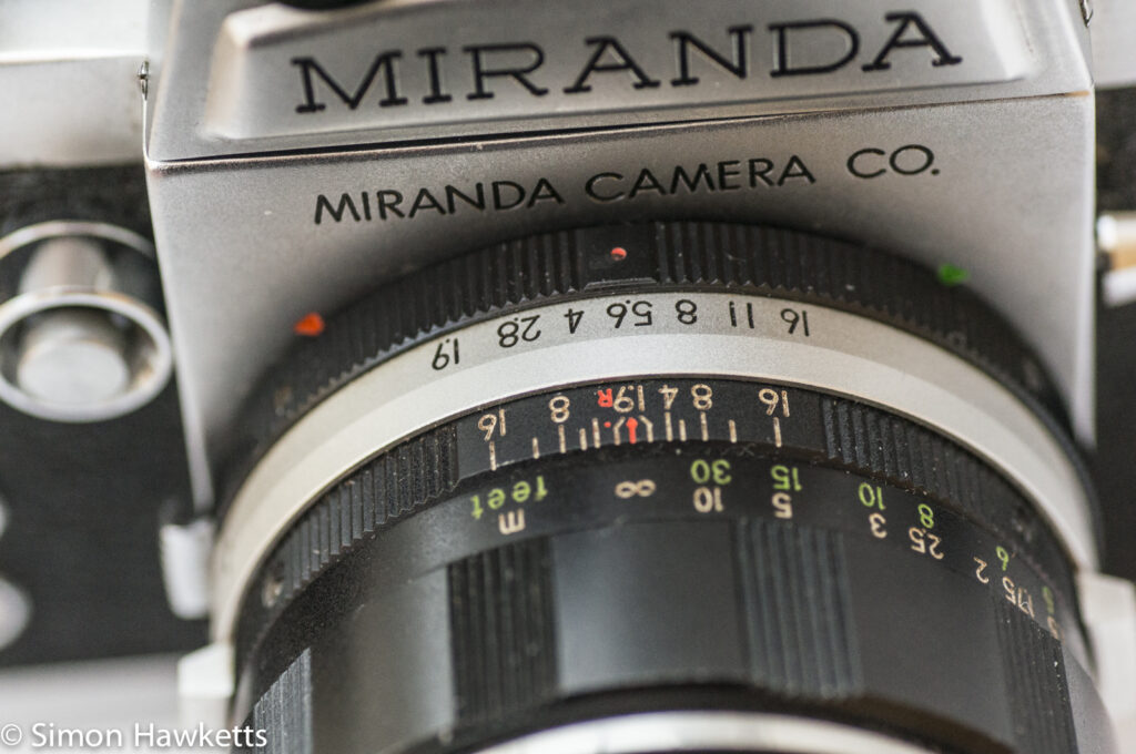 Miranda Fm 35mm slr camera showing focus and aperture adjustment