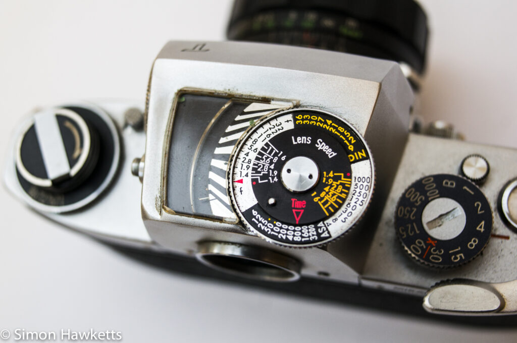 Miranda Fv 35mm slr showing ttl metering built into viewfinder
