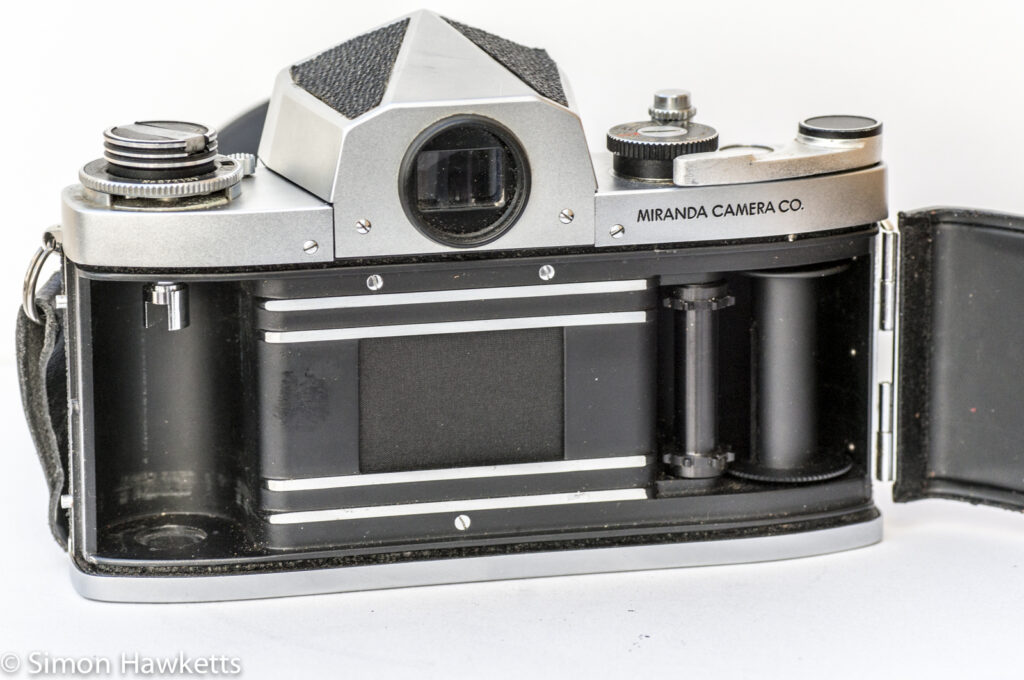Miranda G 35mm slr camera showing film chamber