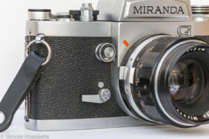 Miranda G 35mm slr camera showing self timer lever