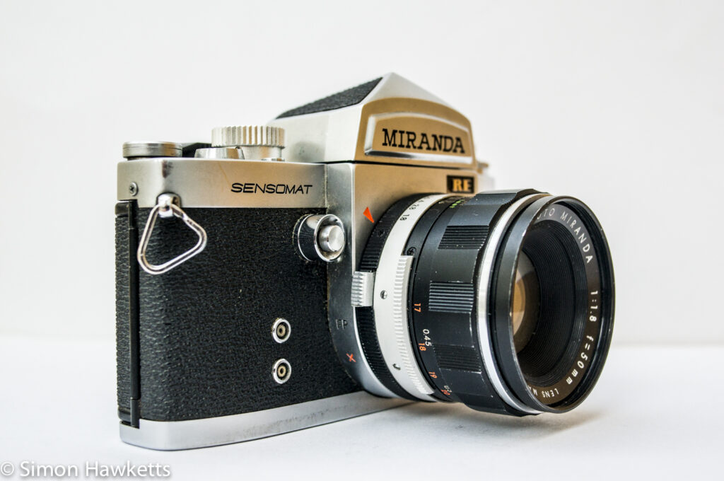 Miranda Sensomat RE 35mm slr camera showing shutter release on front