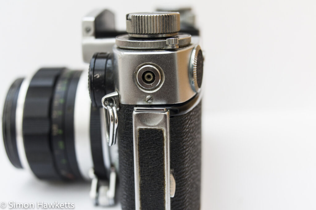 Miranda Sensorex 35mm slr camera showing flash sync socket