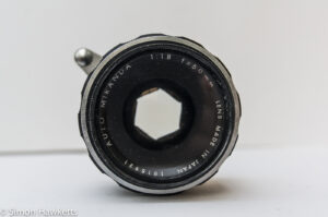 Miranda Sensorex 35mm slr camera showing front of lens
