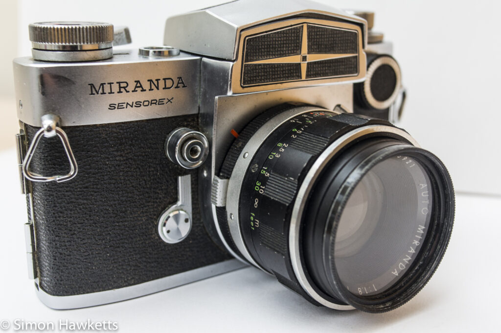 Miranda Sensorex 35mm slr camera showing shutter release, self timer and lens release