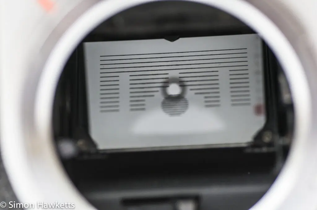 Miranda Sensorex EE2 35mm slr camera showing Lightmeter cell mounted in mirror
