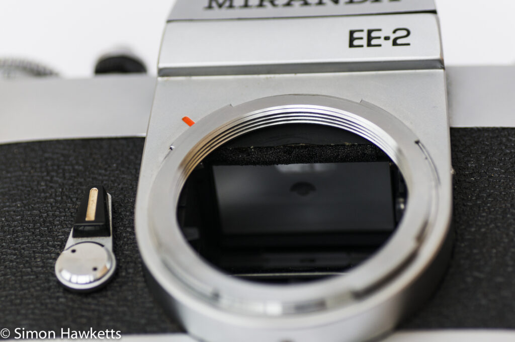 Miranda Sensorex EE2 35mm slr camera showing Miranda dual lens mount. External bayonet and internal screw thread