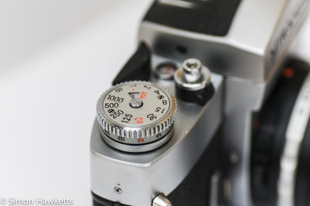 Miranda Sensorex EE2 35mm slr camera showing Shutter speed dial