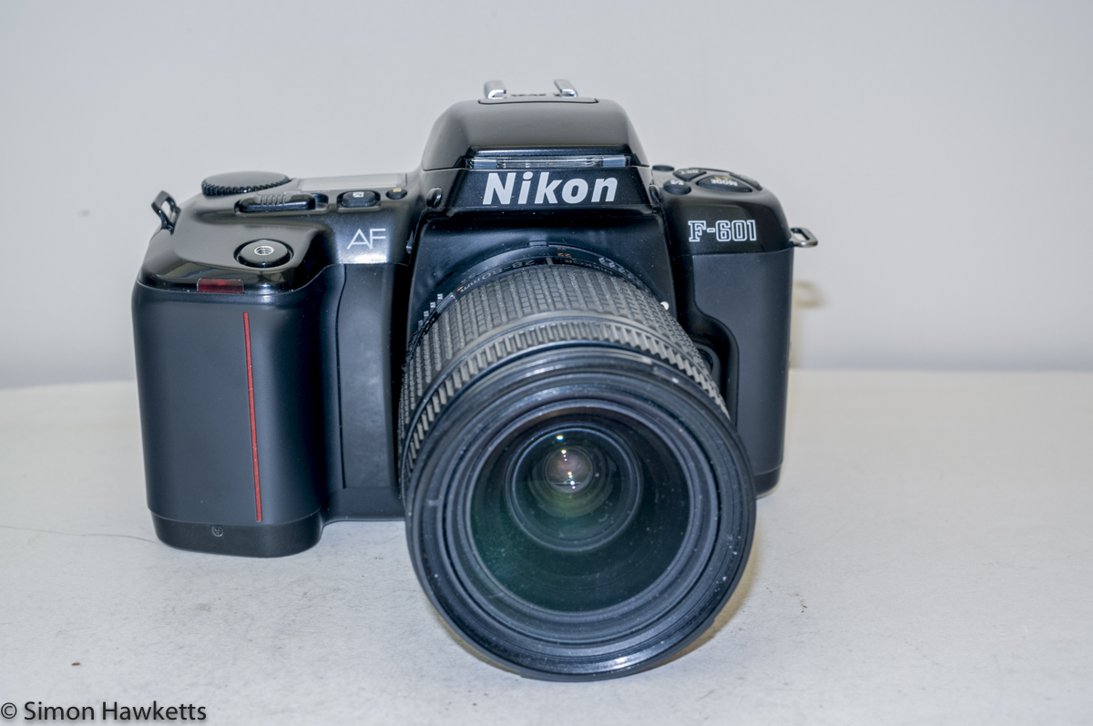 Nikon F-601 autofocus SLR - Front view of camera with 28 - 80 Nikon lens