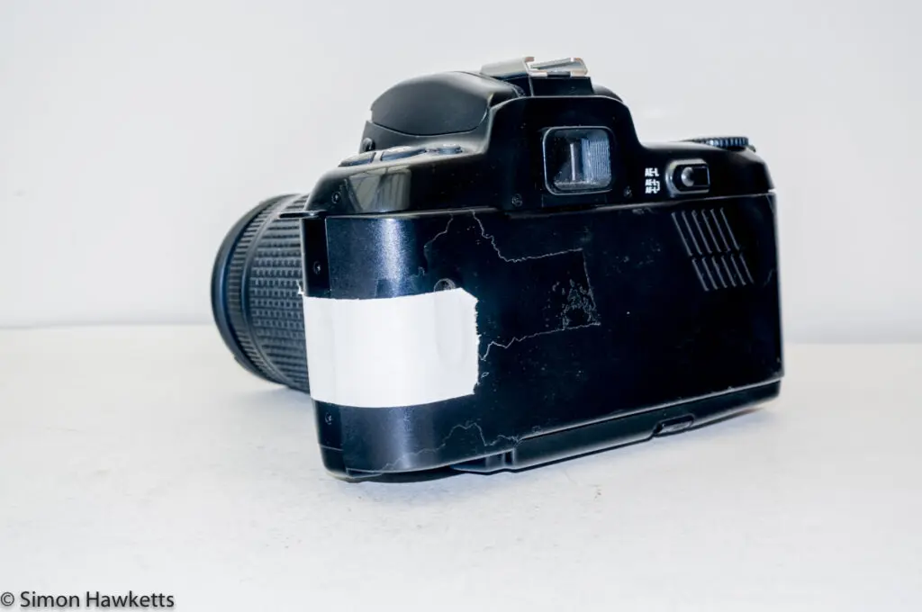 Nikon F-601 autofocus SLR - Back taped.