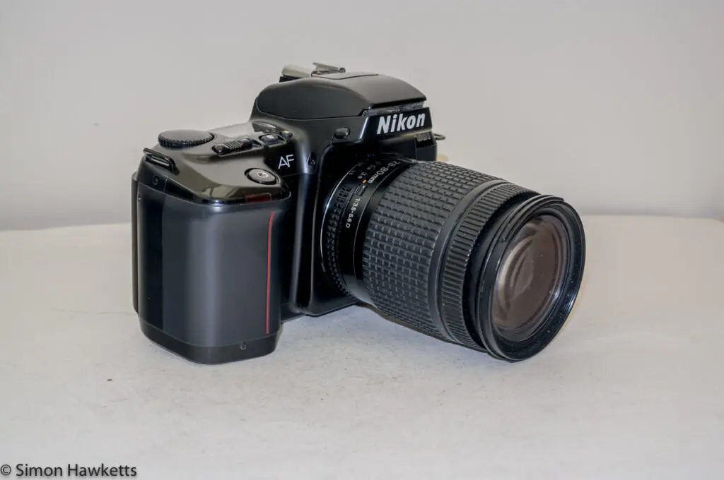 Nikon F-601 autofocus SLR - Side view showing hand grip
