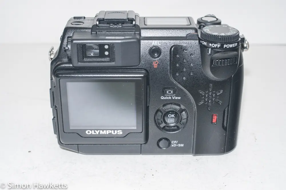 Olympus Camedia C-5050 digital camera - back view showing LCD
